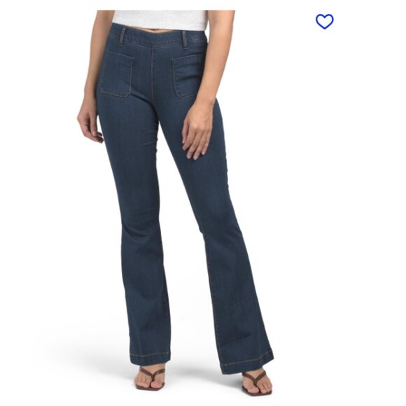 NEW 1822 DENIM Safia Pull On Flare Jeans With Sailor Patch Pockets blue 261mn - Picture 1 of 4